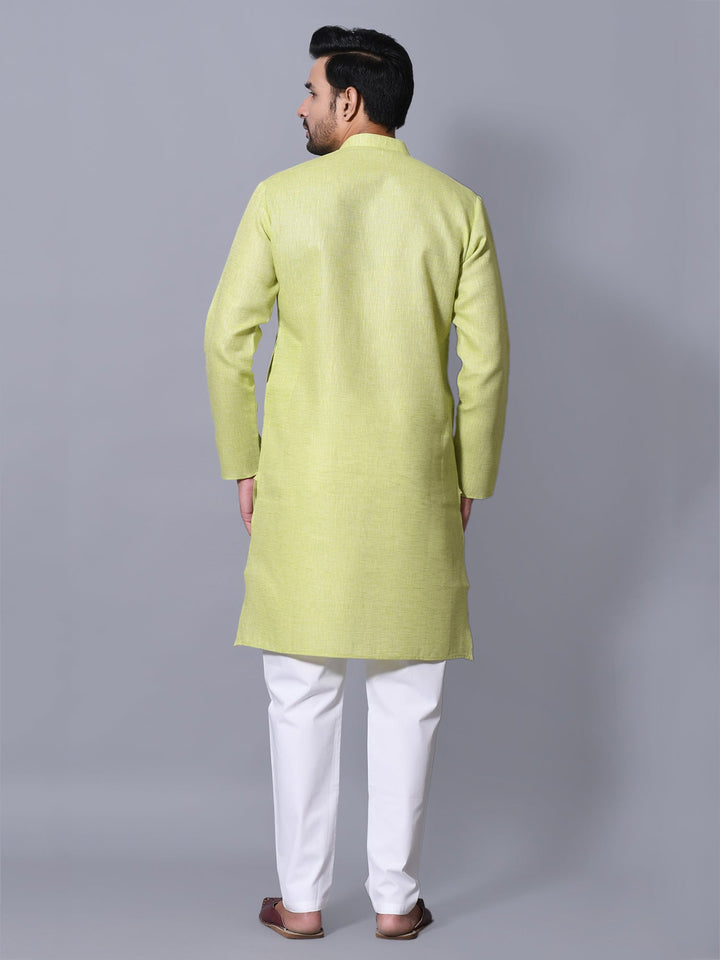 Textured Lime Green Kurta Set