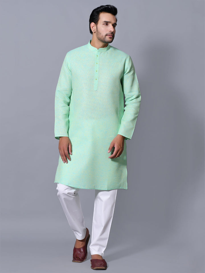 Textured Sea Green Kurta Set