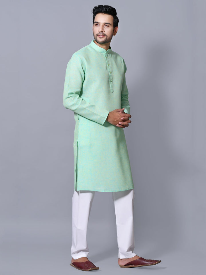 Textured Sea Green Kurta Set