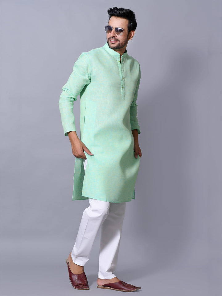 Textured Sea Green Kurta Set