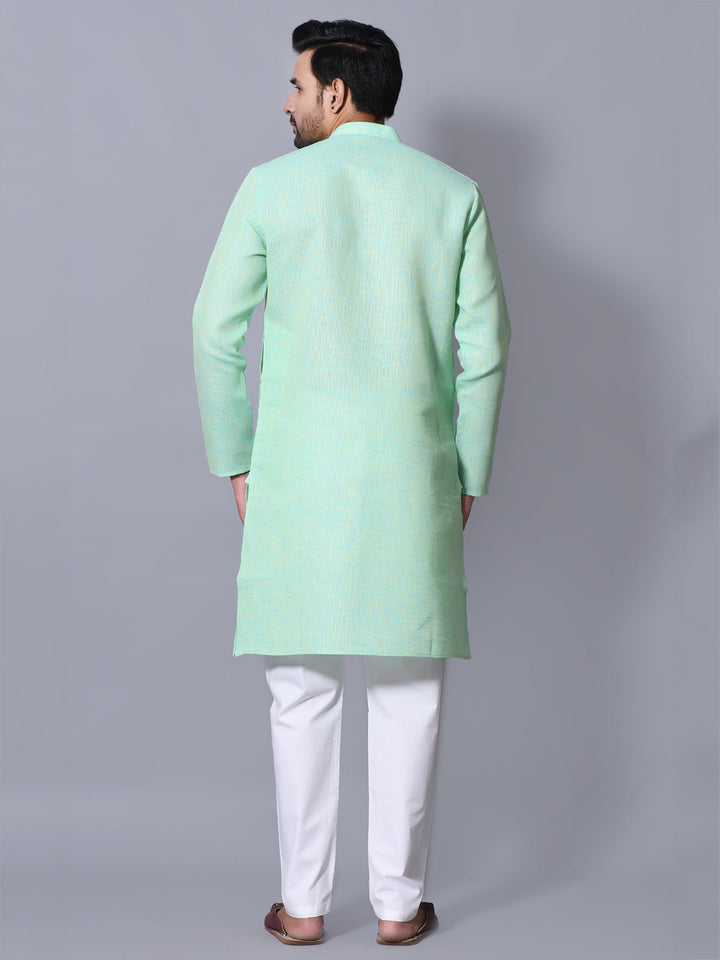 Textured Sea Green Kurta Set