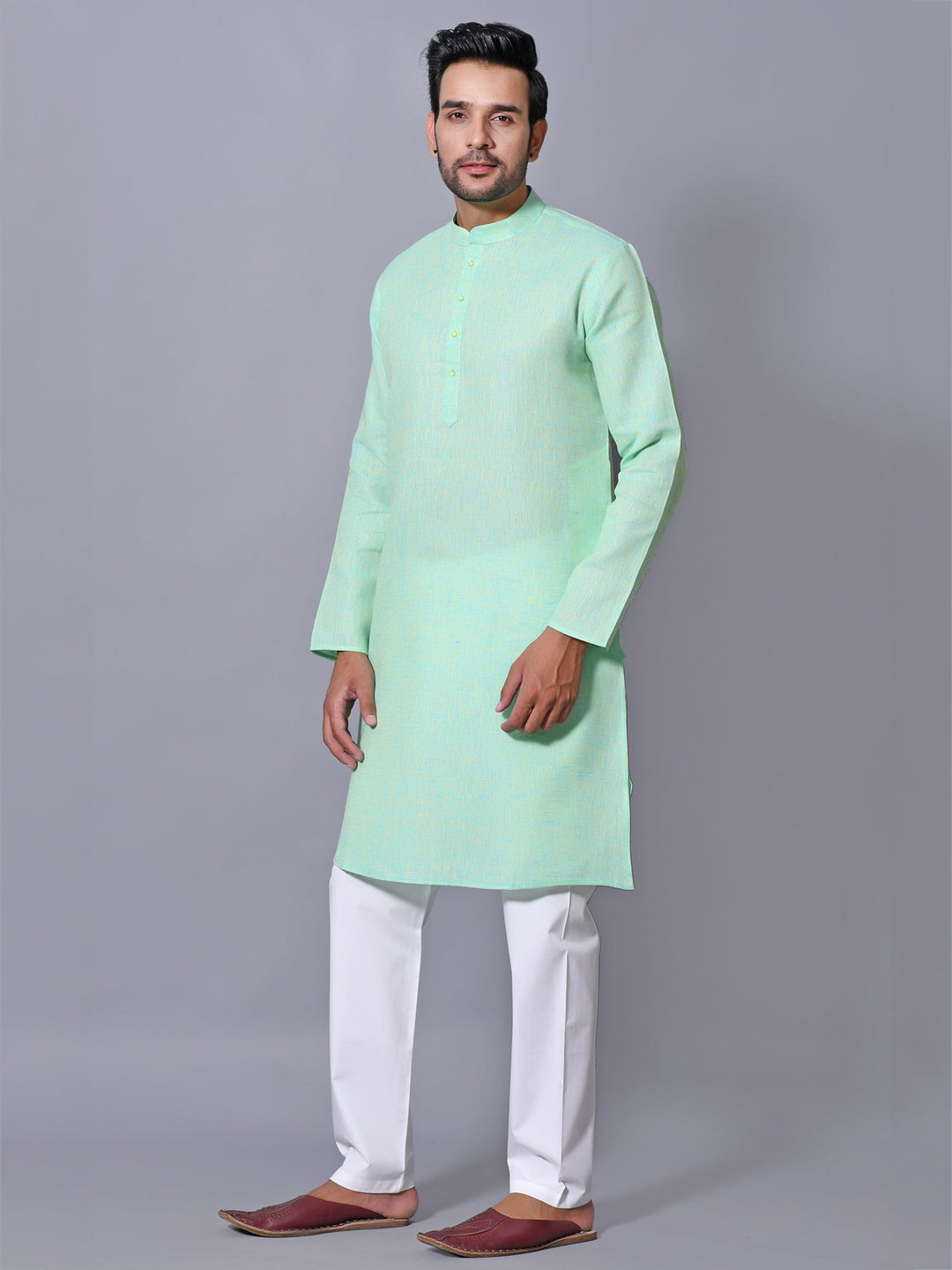 Textured Sea Green Kurta Set