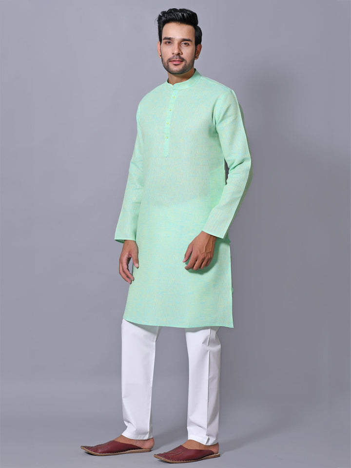 Textured Sea Green Kurta Set