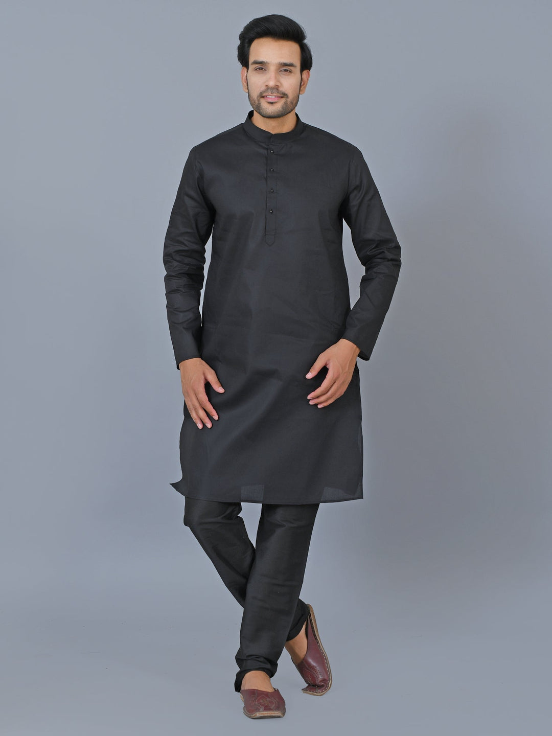 Textured Black Kurta Set