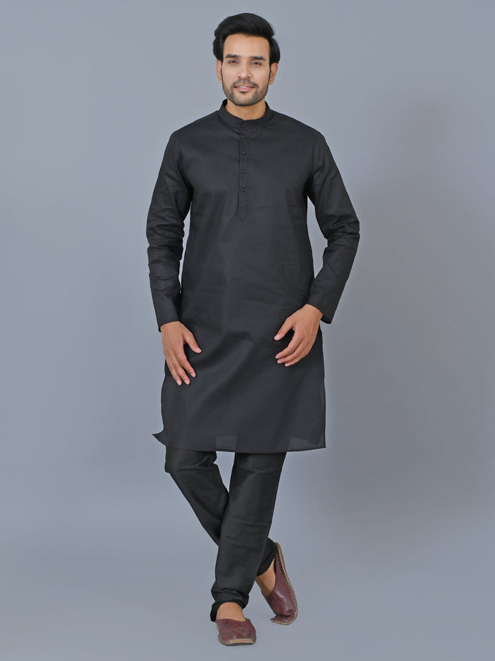 Textured Black Kurta Set