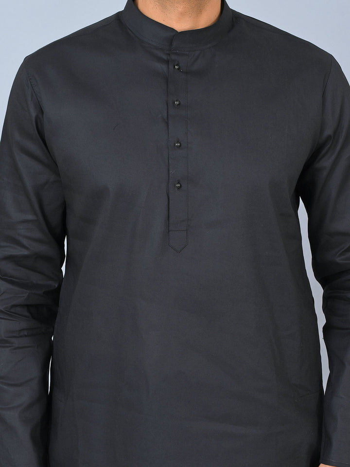 Textured Black Kurta Set