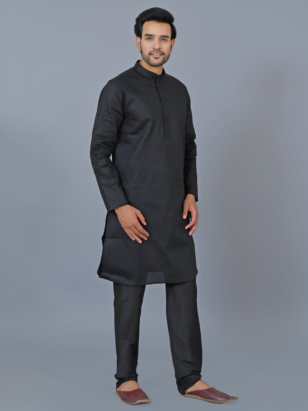 Textured Black Kurta Set