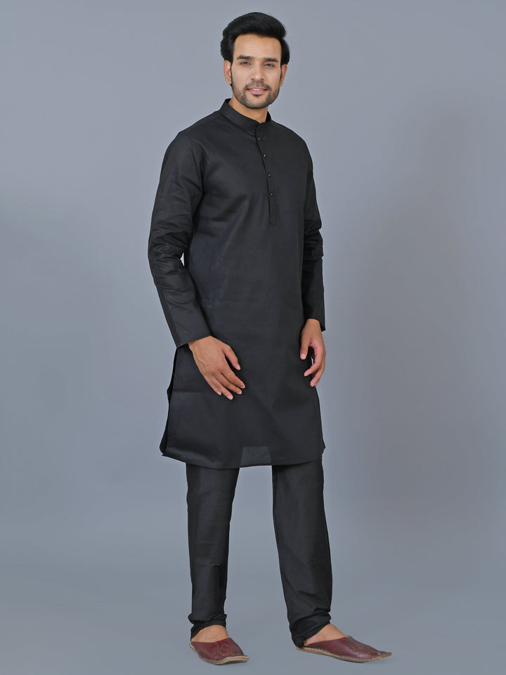 Textured Black Kurta Set