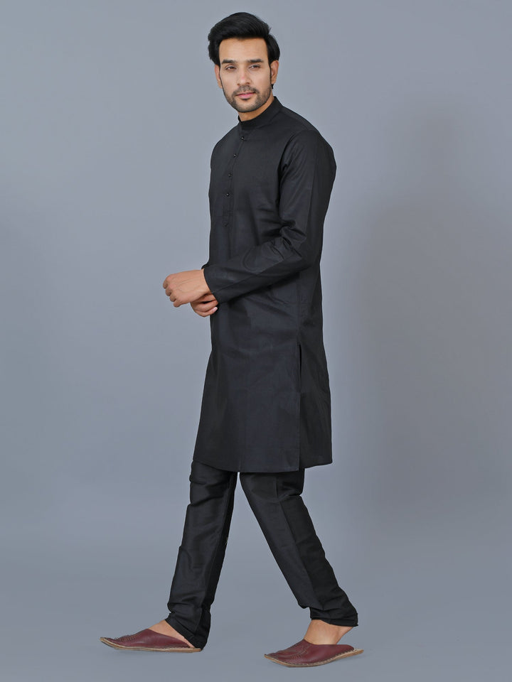 Textured Black Kurta Set