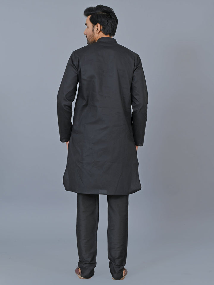 Textured Black Kurta Set