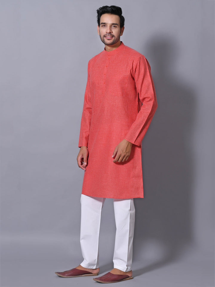 Textured Red Kurta Set