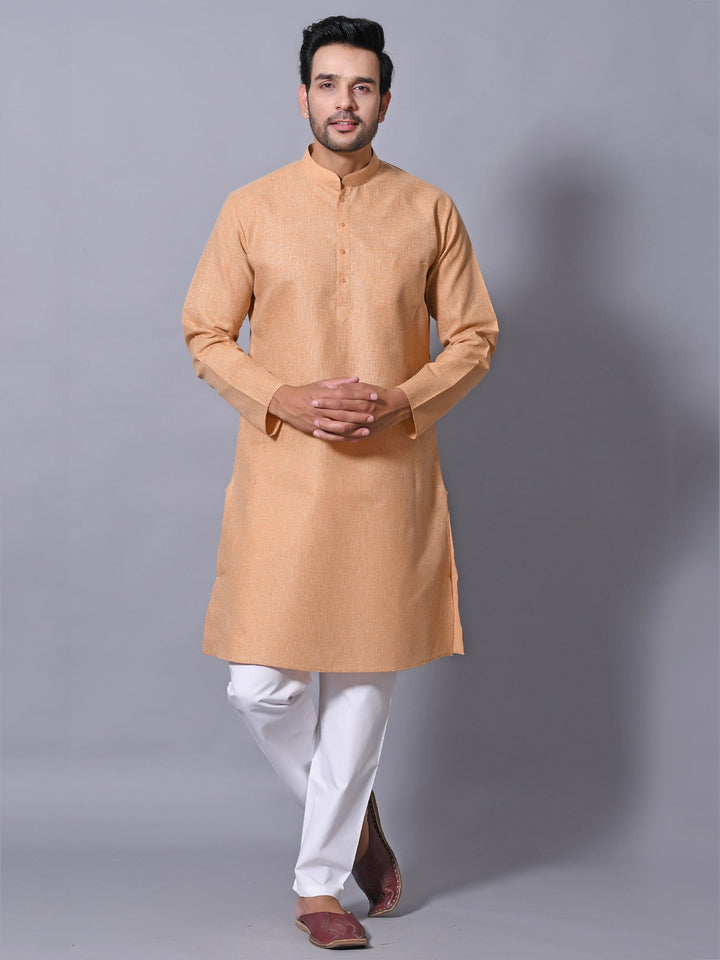 Textured Camel Brown Kurta Set