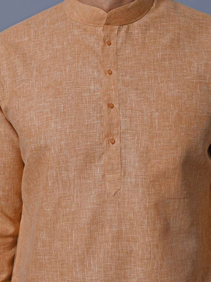 Textured Camel Brown Kurta Set
