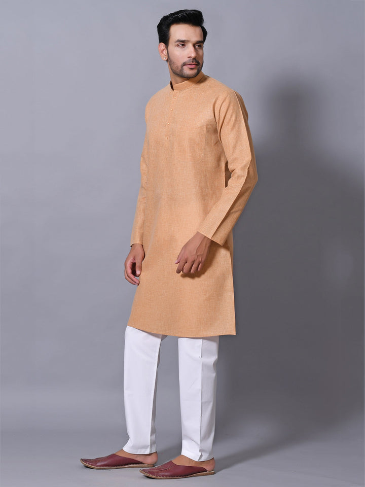 Textured Camel Brown Kurta Set