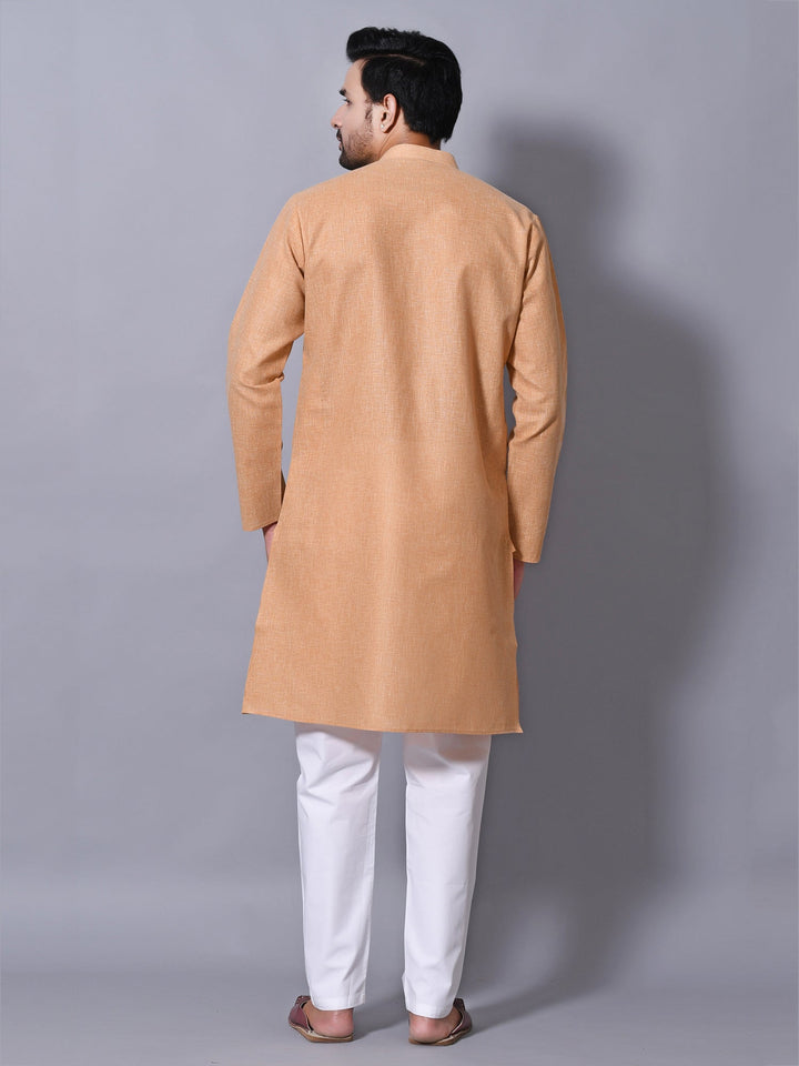 Textured Camel Brown Kurta Set