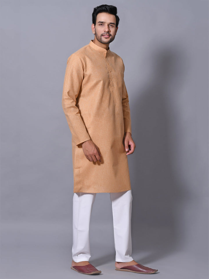 Textured Camel Brown Kurta Set