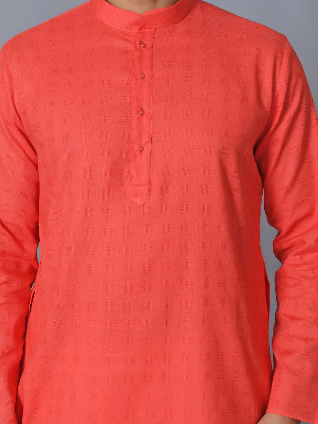 Textured Red Kurta Set