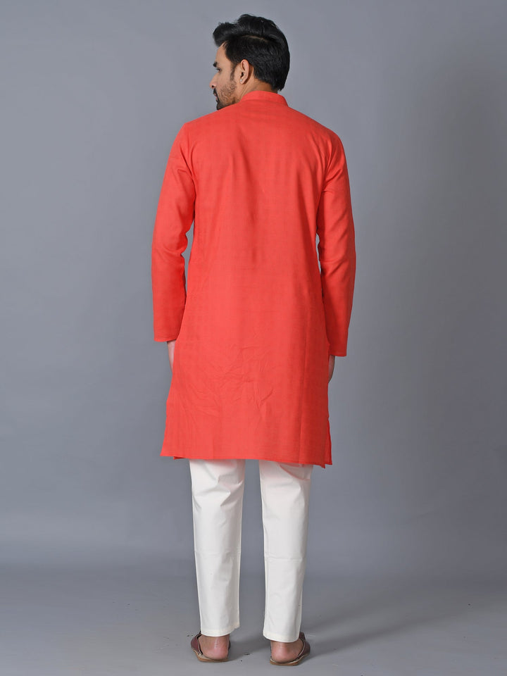 Textured Red Kurta Set
