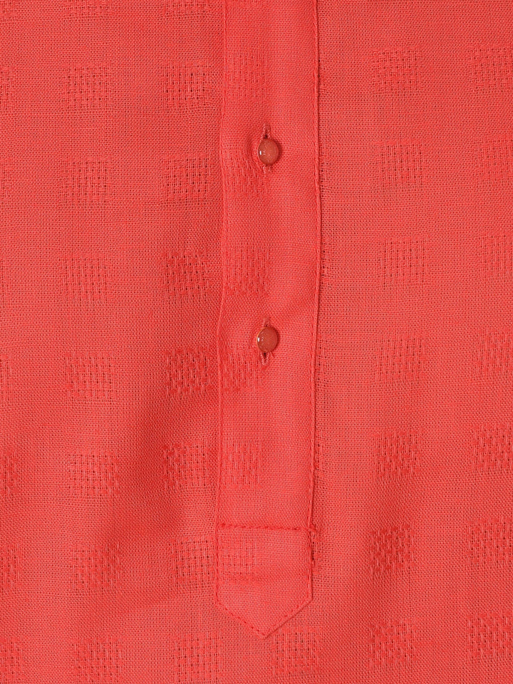 Textured Red Kurta Set