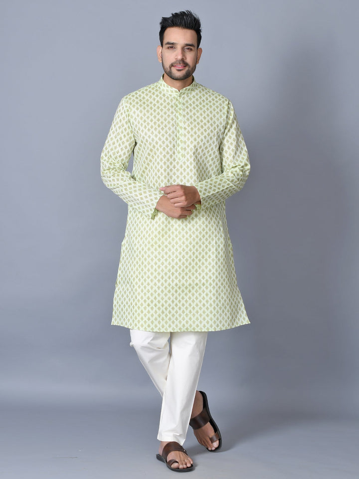 Ethnic Motifs Lime Green Kurta Set