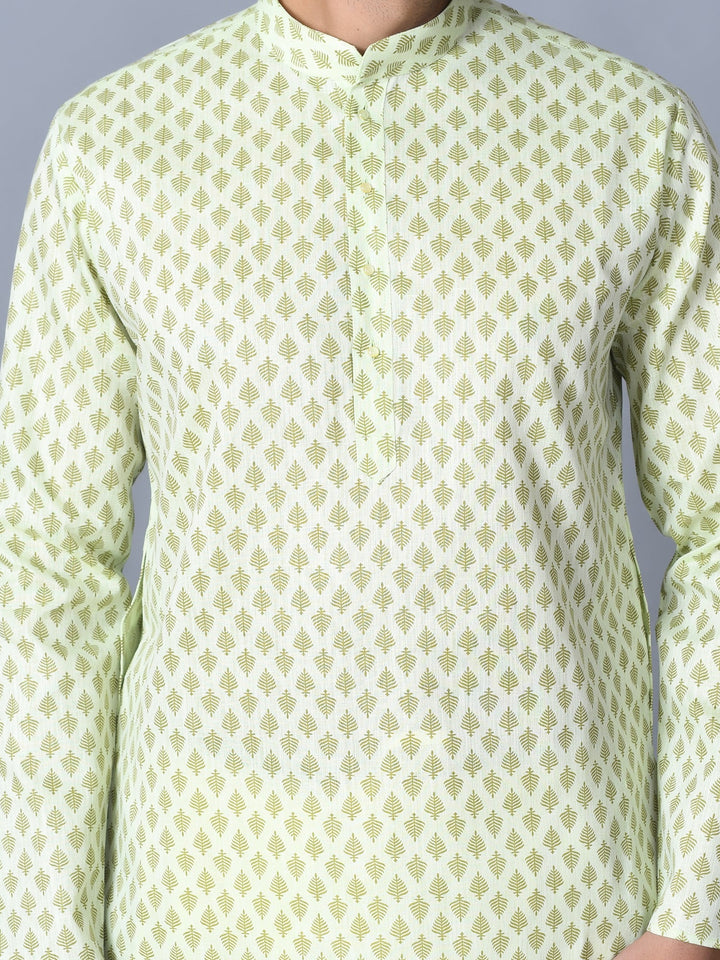Ethnic Motifs Lime Green Kurta Set