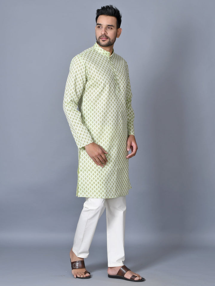 Ethnic Motifs Lime Green Kurta Set