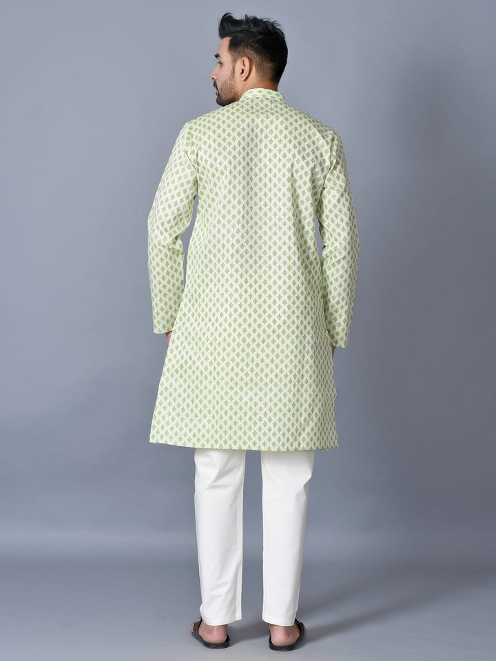 Ethnic Motifs Lime Green Kurta Set