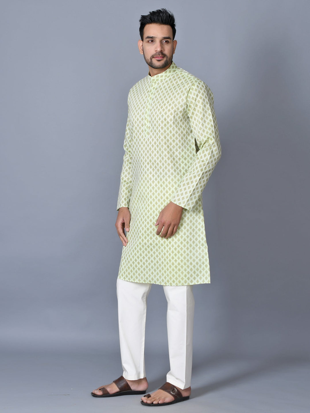 Ethnic Motifs Lime Green Kurta Set