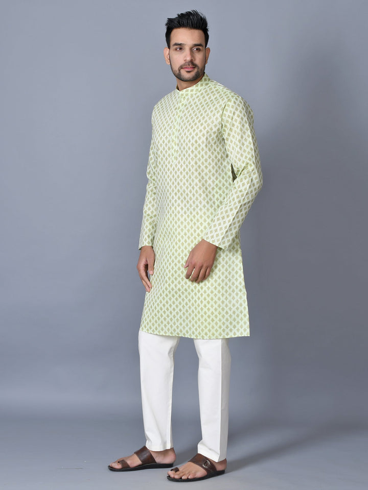Ethnic Motifs Lime Green Kurta Set