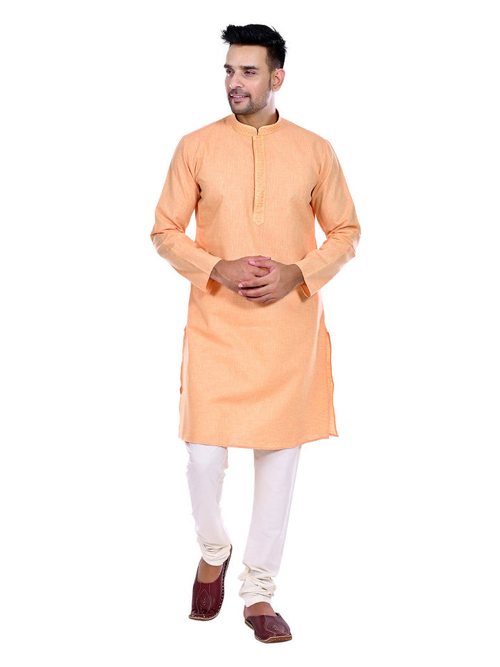 Textured Orange Kurta Set