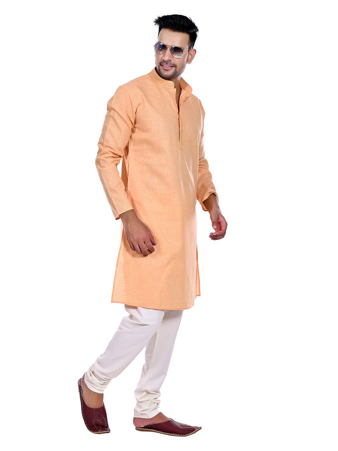 Textured Orange Kurta Set