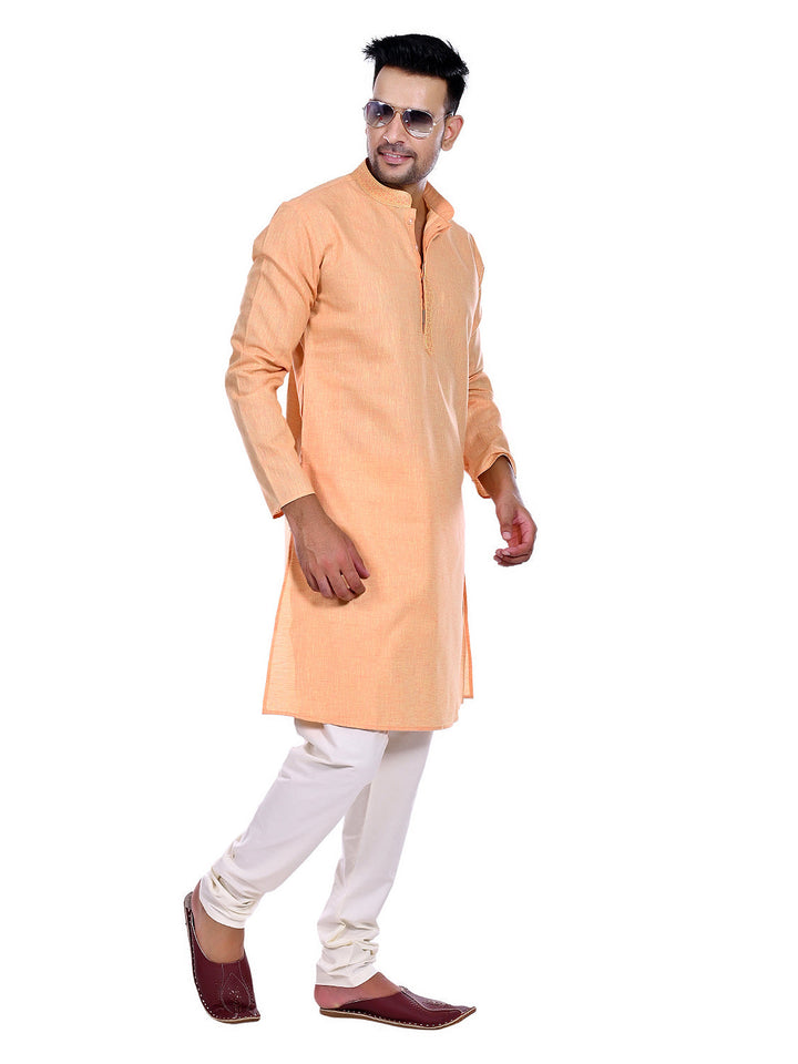 Textured Orange Kurta Set