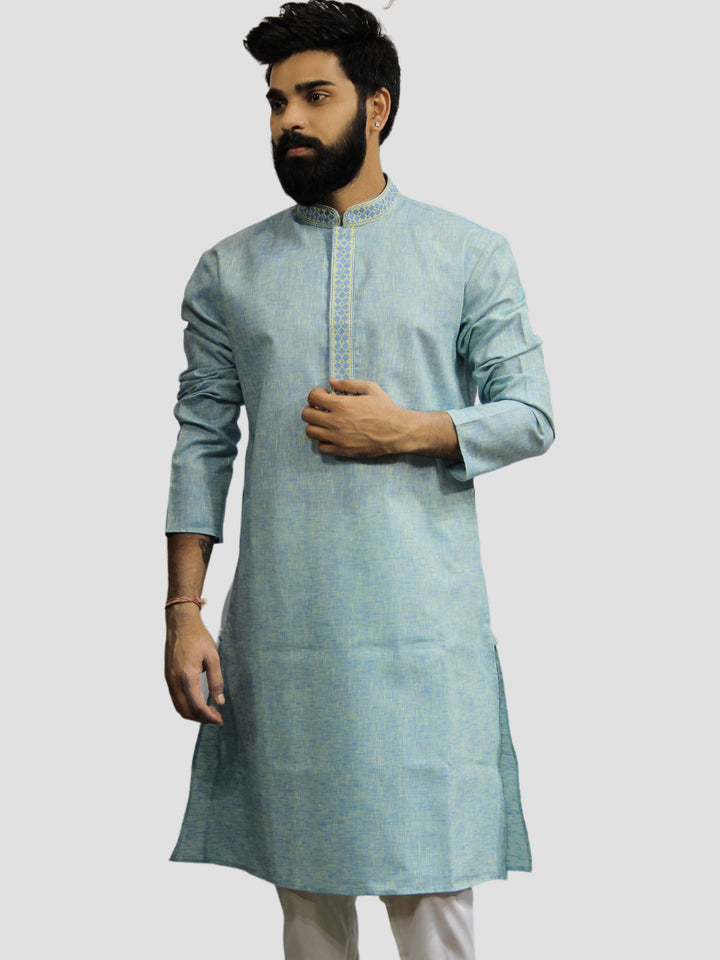 Textured Blue Kurta Set