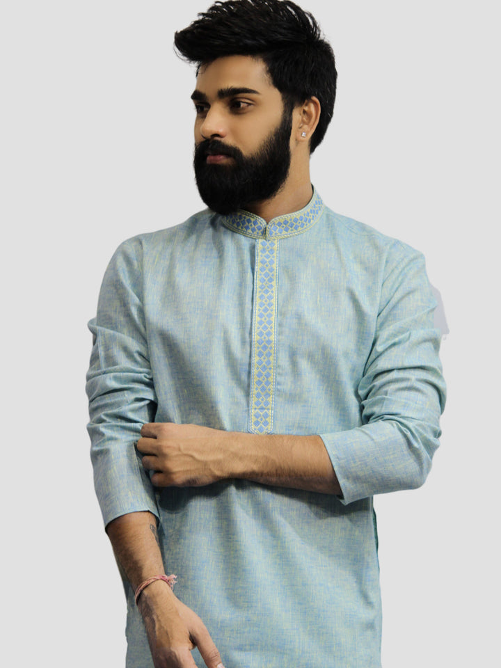 Textured Blue Kurta Set