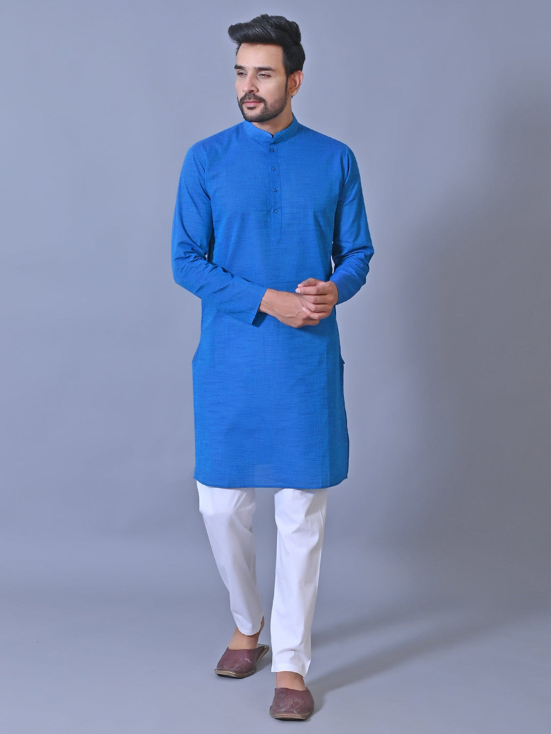 Textured Blue Kurta Set