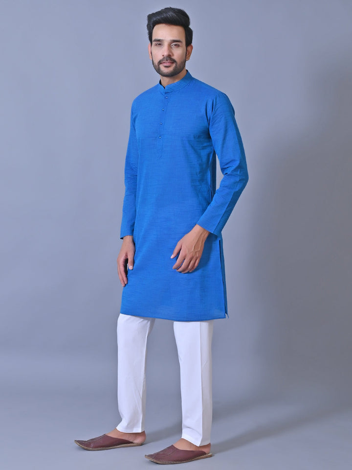 Textured Blue Kurta Set