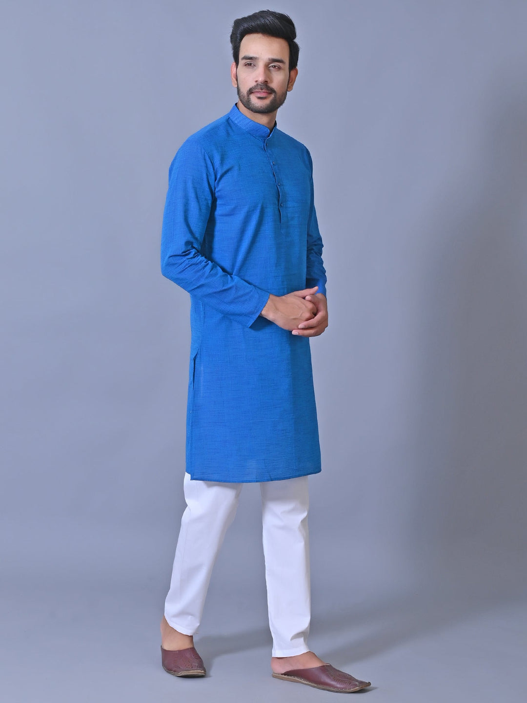 Textured Blue Kurta Set