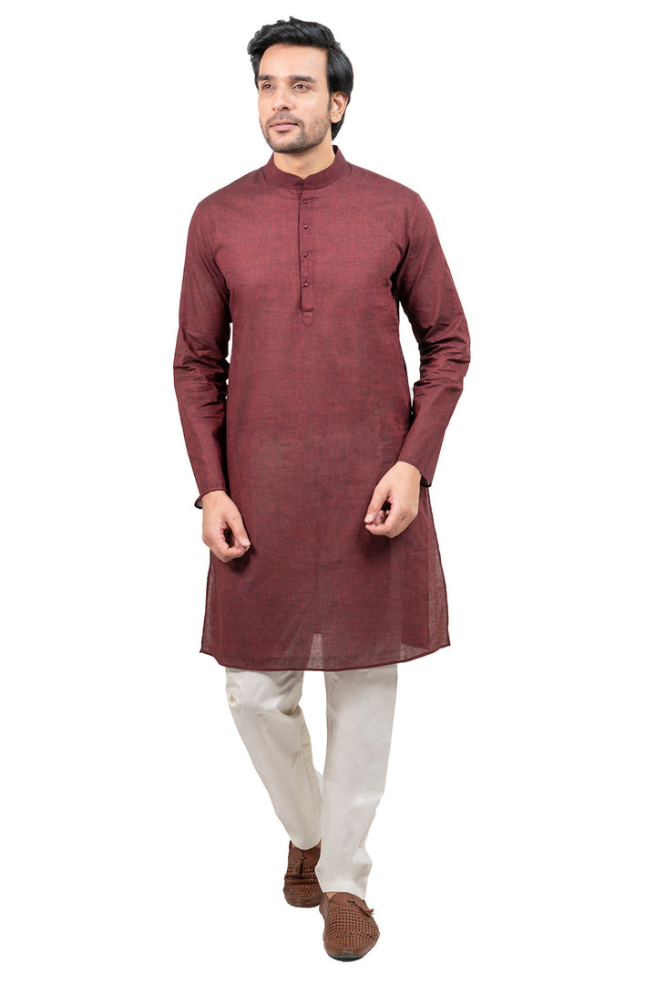 Textured Maroon Kurta Set