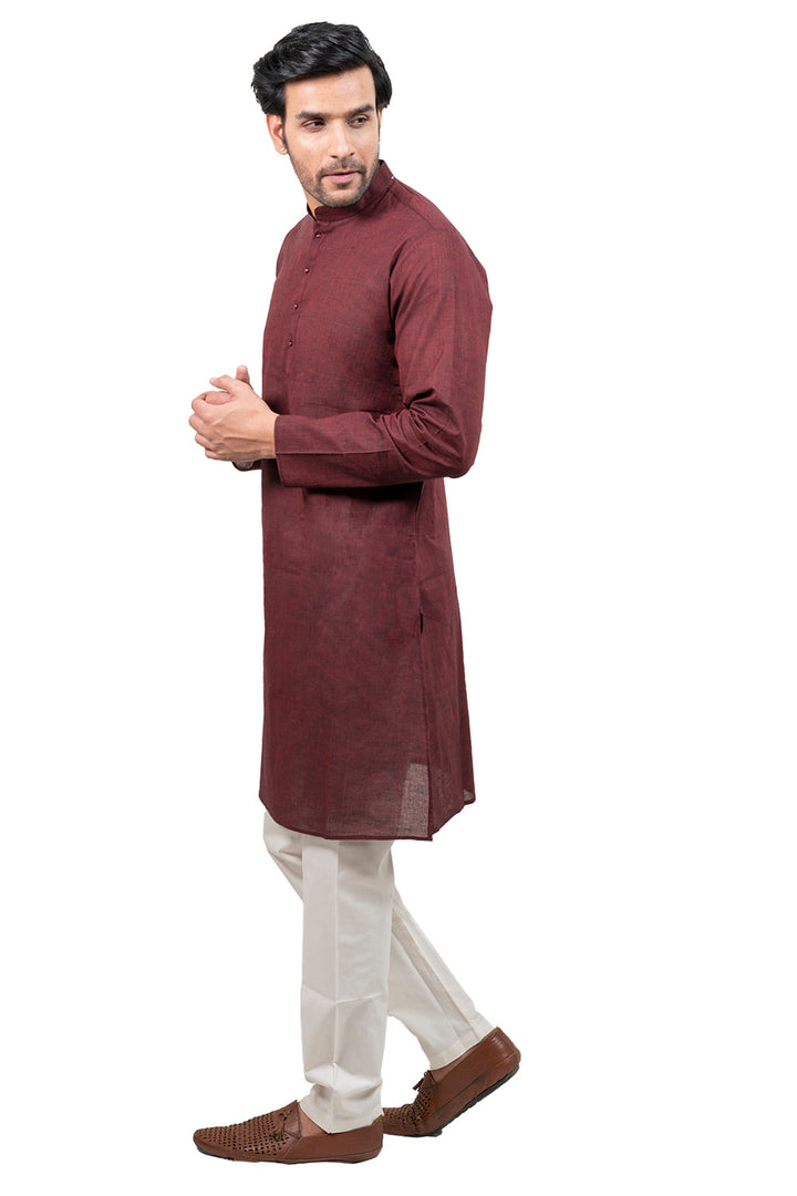 Textured Maroon Kurta Set