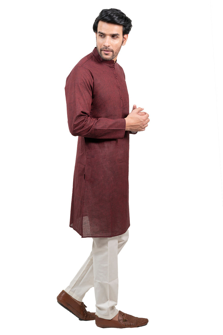 Textured Maroon Kurta Set