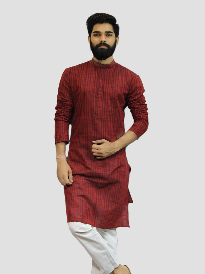 Striped Maroon Kurta Set