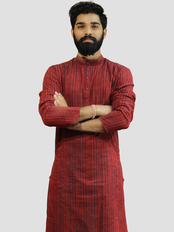 Striped Maroon Kurta Set