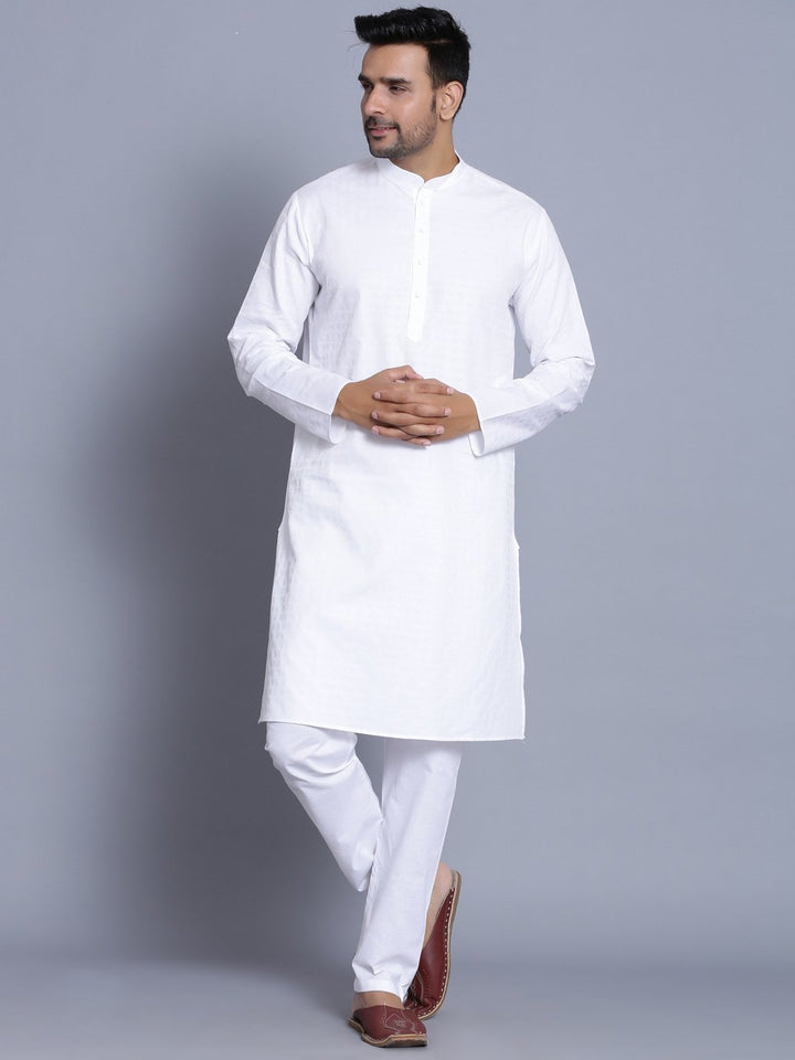 Textured White Kurta Set