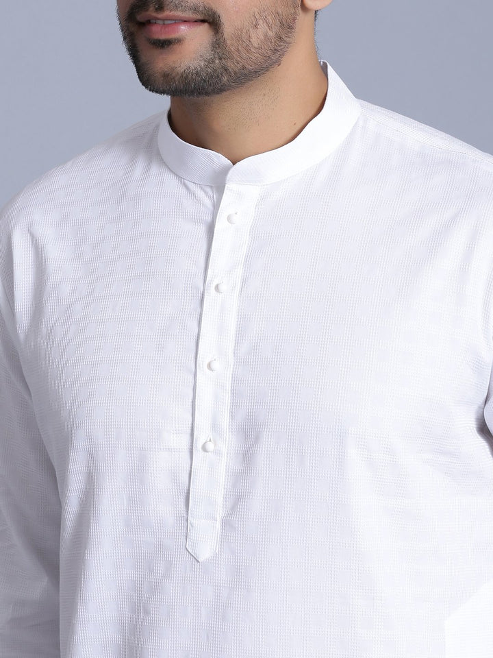 Textured White Kurta Set
