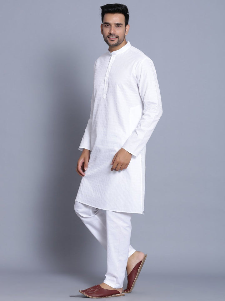 Textured White Kurta Set