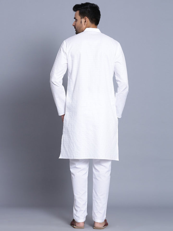 Textured White Kurta Set