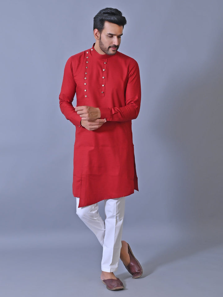 Textured Maroon Kurta Set