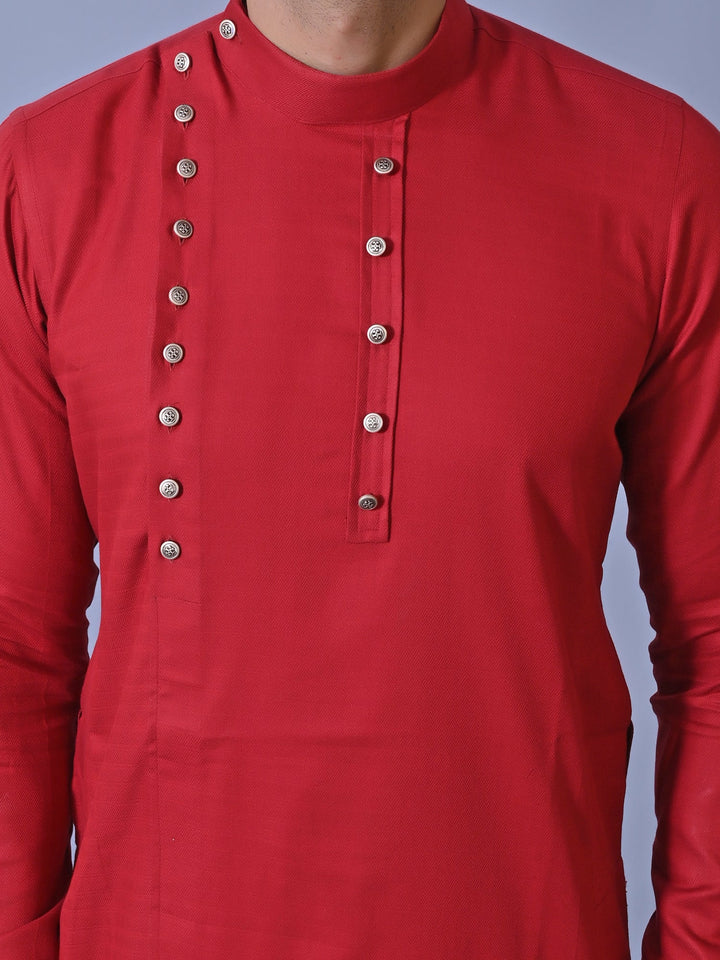 Textured Maroon Kurta Set