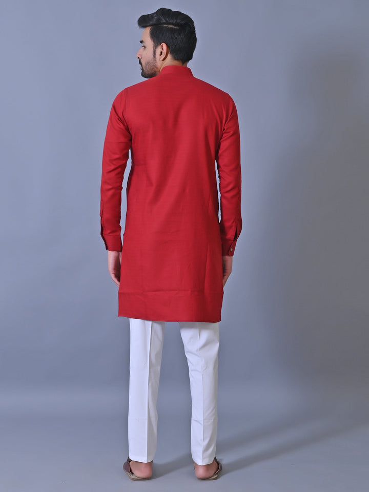 Textured Maroon Kurta Set