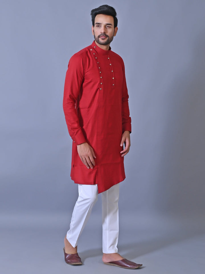Textured Maroon Kurta Set